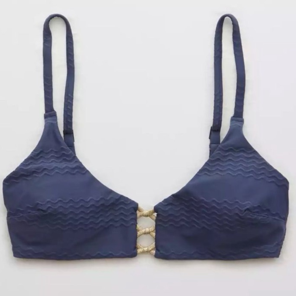 New Aerie Jacquard Knot Front Scoop Bikini